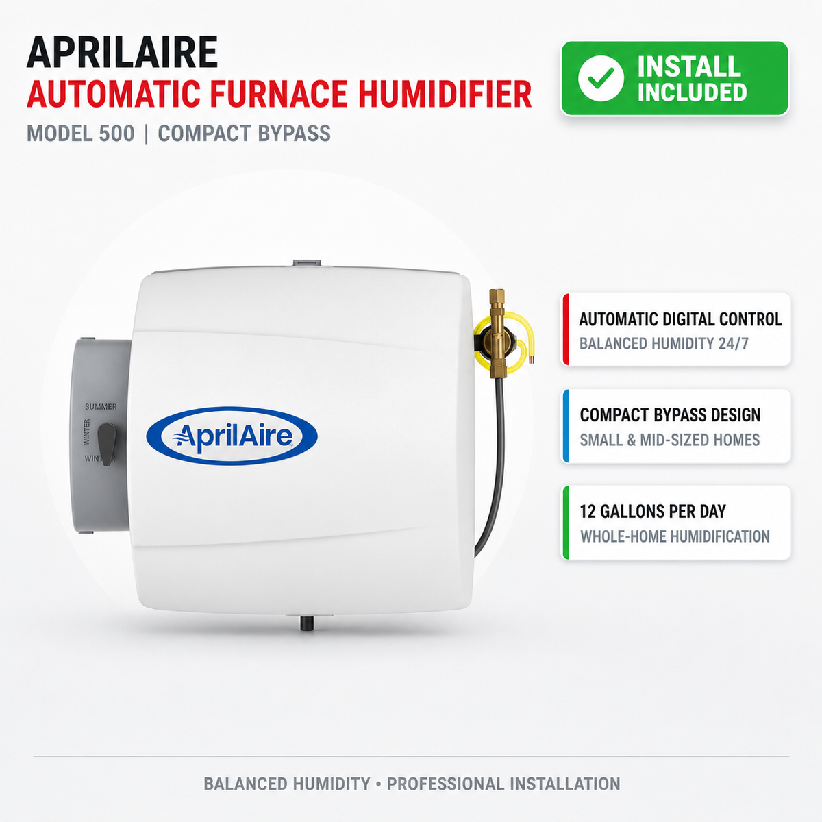 Aprilaire 500 | Automatic Compact Furnace Humidifier